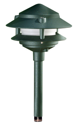 Cast Aluminum Two Tier Pagoda Light, Green