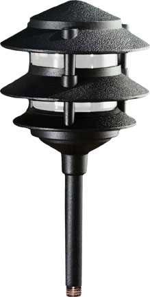 Cast Aluminum Three Tier Pagoda Light- Black