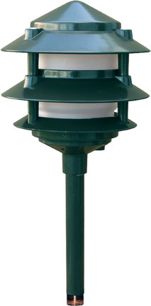Cast Aluminum Three Tier Pagoda Light, Green