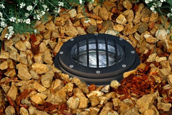 Picture of Dabmar Lighting LV305-B-SLV Cast Aluminum In-Ground Well Light with Grill- Black