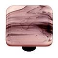 Hot Knobs HK2051-KB Black Swirl Petal Pink Square Glass Cabinet Knob - Black Post Hot Knobs HK2051-KB Black Swirl Petal Pink Square Glass Cabinet Knob - Black Post