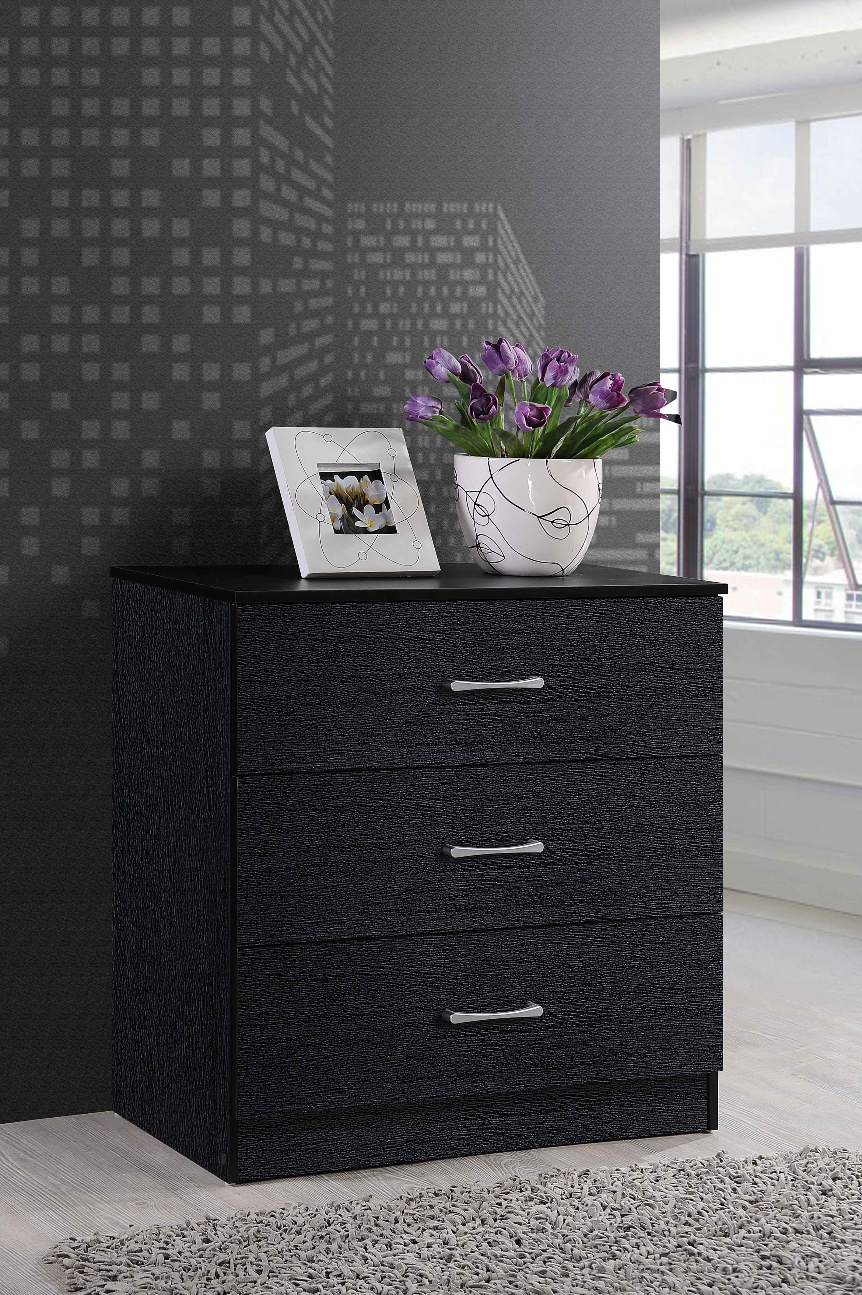 Hi3Dr Black 3 Drawer Dresser