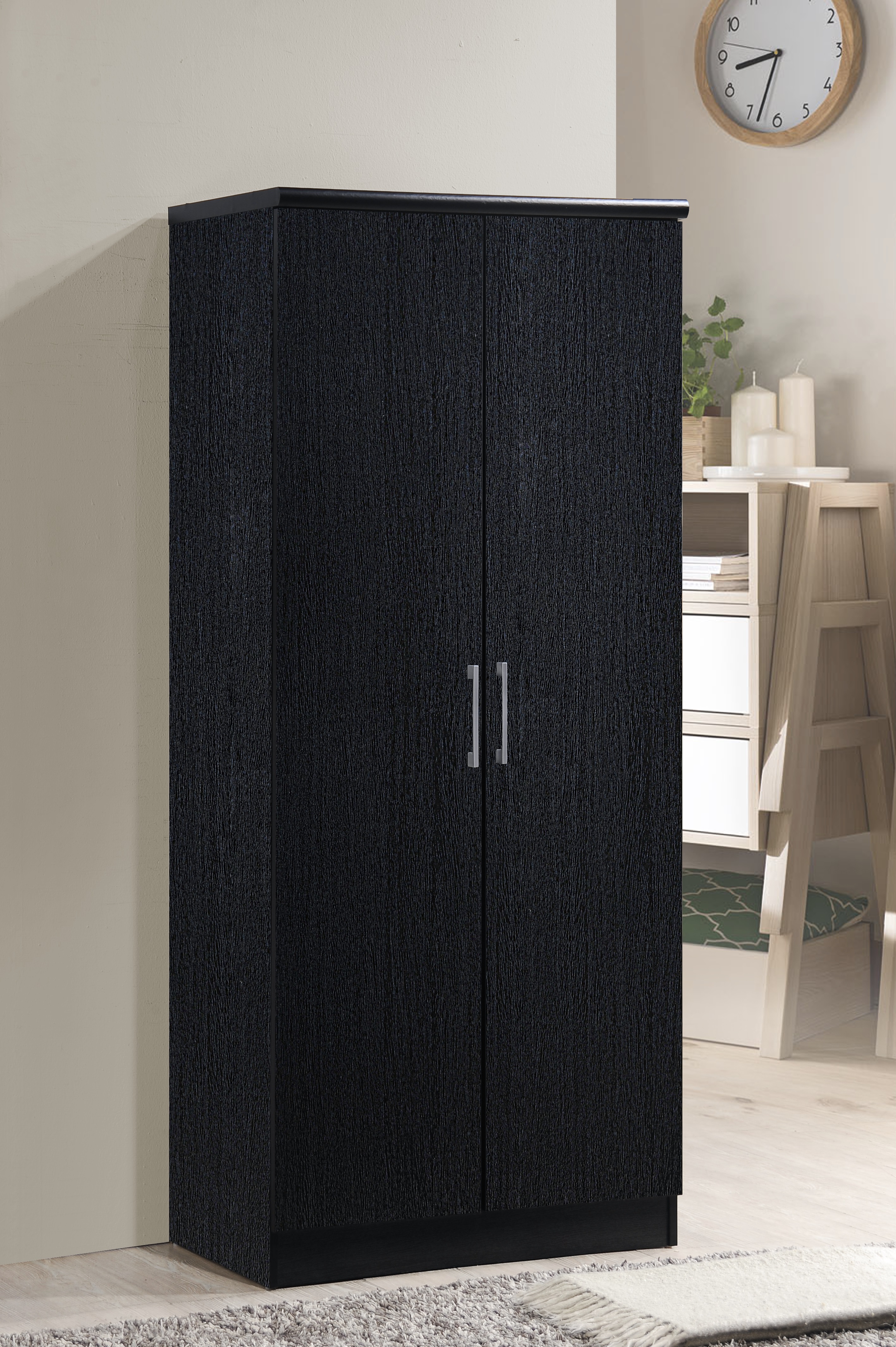 Hodedah Hid8600 Black 2 Door Wardrobe
