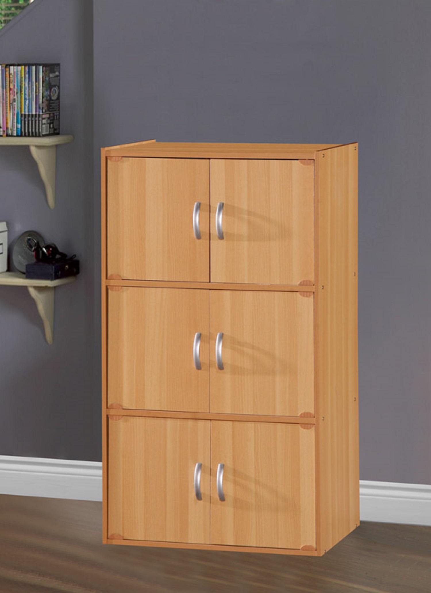 Hid33 Beech 6 Door Storage Cabinet
