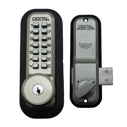 2200-SN-KO Mechanical Keyless Surface Rim Mount Slide Deadbolt With Key Override - Satin Nickel