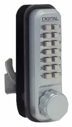 Mechanical Keyless Hook Bolt Sliding Door Lock - Satin Nickel