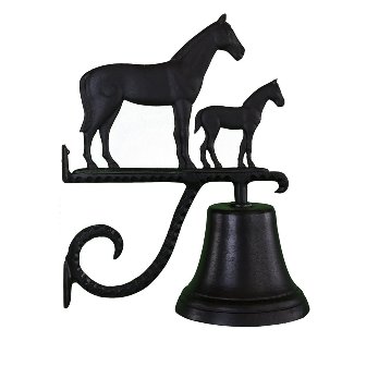 Cast Bell With Satin Black Mare & Colt Ornament