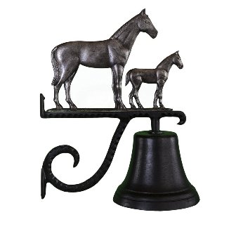 Cast Bell With Swedish Iron Mare & Colt Ornament