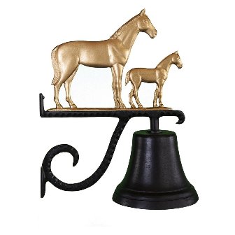 Cast Bell With Gold Bronze Mare & Colt Ornament
