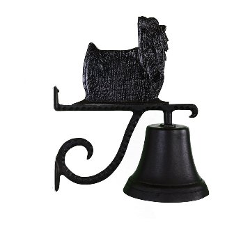 Cast Bell With Satin Black Yorkshire Terrier Ornament