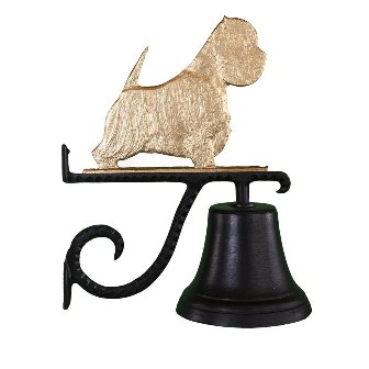 Cast Bell With Gold Bronze West Highland White Terrier Ornament