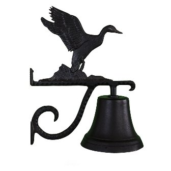 Cast Bell With Satin Black Duck Ornament