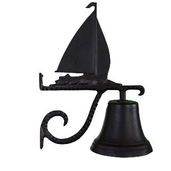 Cast Bell With Satin Black Sailboat Ornament