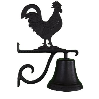 Cast Bell With Satin Black Rooster Ornament