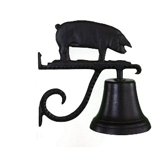 Cast Bell With Satin Black Pig Ornament