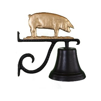 Cast Bell With Gold Bronze Pig Ornament