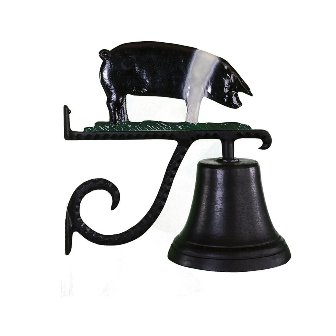 Cast Bell With Natural Color Pig Ornament