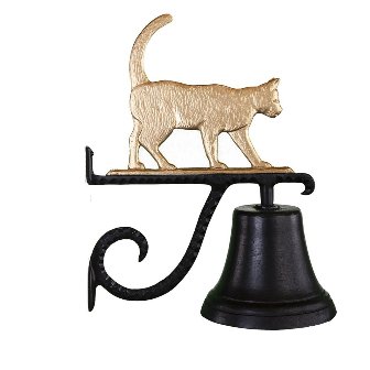 Cast Bell With Gold Bronze Cat Ornament