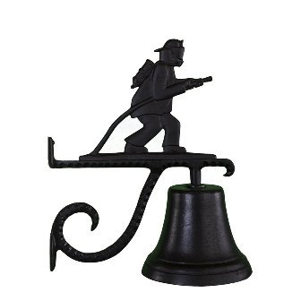 Cast Bell With Satin Black Fireman Weathervane Ornament