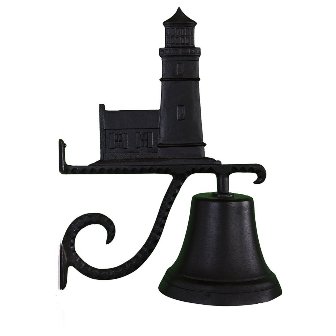 Cast Bell With Satin Black Cottage Lighthouse Ornament