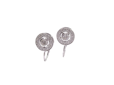 Picture of Antwerp Diamonds ER3002W Dangle Halo Earrings in 14k White Gold and Diamonds