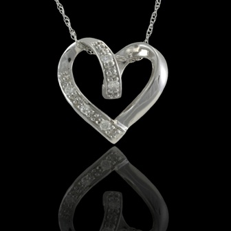 Picture of Antwerp Diamonds PD06054W Pave Heart Pendant 0.10 Carat TW - White Gold