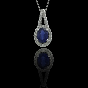 Picture of Antwerp Diamonds PS100611 Diamond and Sapphire Cable Necklace