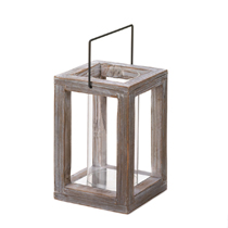 Picture of Zingz & Thingz 57071046 Distress Wood Frame Hurrican Candle Lantern