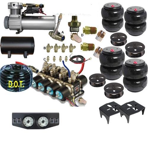 FBS-Freightliner-513 Freightliner Fc70 2000-2004 Base Air Suspension Kit. 4 Bags Brackets Valves With Manifold Compressor -  AirBagIt