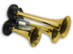 Picture of AirBagIt HORN-TRAIN-12G 12 In. TH1007 Gold Triple Train Air Horn