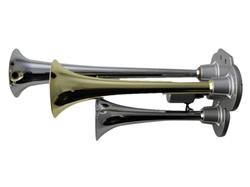 Picture of AirBagIt HORN-TRAIN-14 15 In. RV123 Triple 2-Chrome Bugles 1-Brass Bugle Air Valve