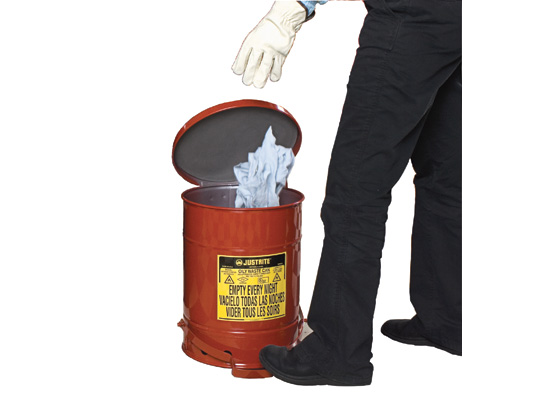 Picture of Justrite 09508 14G Oily Waste Can With Levr Soundgard-Red