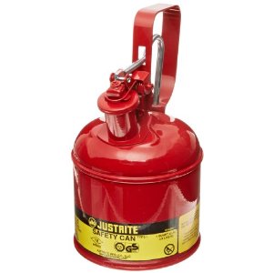 Type I Safety Can, Galvanized Steel, 1 qt, Trigger Handle, Self-Closing Lid, Red, Flammables