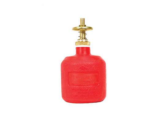Dispensing Bottle, 8 oz Capacity, Polyethylene, Red, 3 1/8 in Outside Diameter, FM Approved