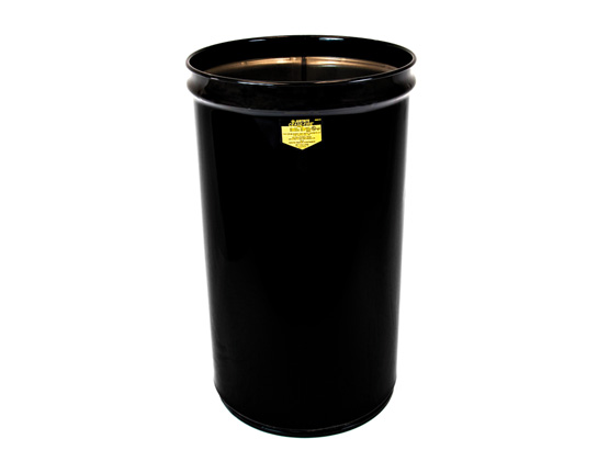 Open Head Waste Receptacle Drum, Steel, 55 gal, Unlined, Black