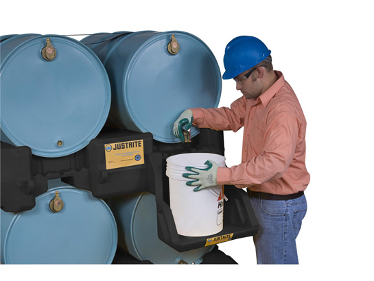 Stack Module, 2 Drum, 66 gal Spill Capacity, 1,500 lb Load Capacity, Black, 49 x 46 x 12 in