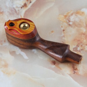 Exotic Carved Wood Smoke Thru Capper Without Plastic Stem