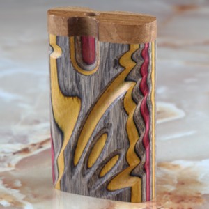 Small Sculpted Rainbow Wood Swivel Dugout