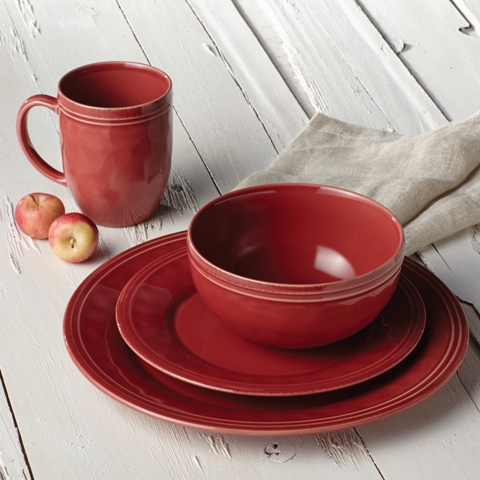 Picture of Rachael Ray 55096 Cucina Dinnerware 16-Piece Stoneware Dinnerware Set- Cranberry Red
