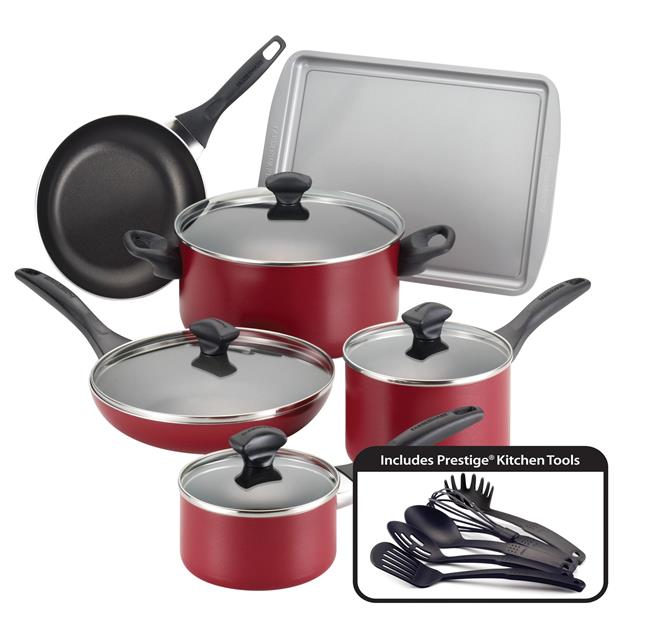 Picture of Farberware 21807 Dishwasher Safe Nonstick 15-Piece Cookware Set- Red