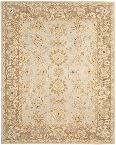 AN557A-10 9 ft.-6 in. x 13 ft.-6 in. Large Rectangle Traditional Anatolia- Teal and Brown Hand Tufted Rug -  Safavieh