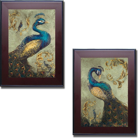Picture of Artistic Home Gallery 1620520M Peacock On Sage I And Ii By Tiffany Hakimpour 2 Piece Framed Canvas Wall Art Set