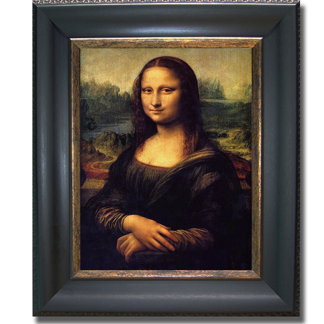 Picture of Artistic Home Gallery 1114588BG Mona Lisa By Da Vinci Premium Black And Gold Framed Canvas Wall Art