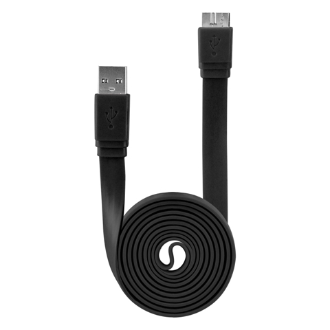 Picture of Cellet DAUSB30FBK SuperSpeed USB 3.0 Type A to Micro-B Flat Cable - Black