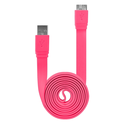 Picture of Cellet DAUSB30FHPK SuperSpeed USB 3.0 Type A to Micro-B Flat Cable - Hot Pink