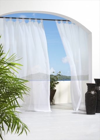 Escape Voile Sheer Cloth Tie Tab Panel 96 in. - White