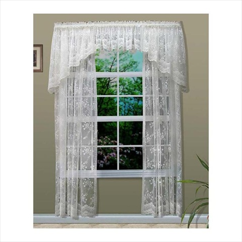 Mona Lisa Engineered Bridal Lace Window Panels - White - 72 in.