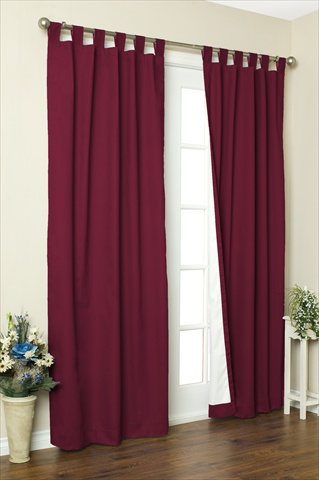 Thermalogic Insulated Solid Color Tab Top Curtain Pairs 72 in., Burgundy