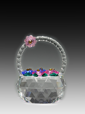 Picture of Asfour Crystal 601-40 1.57 L x 2.08 H in. Crystal Basket Of Flowers Garden Figurines