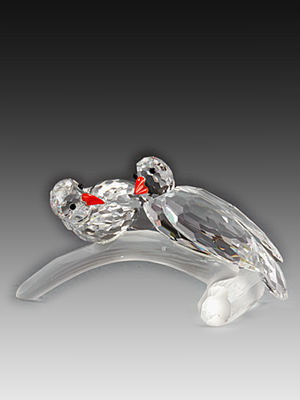 Picture of Asfour Crystal 610-35 2.04 L x 3.38 H in. Crystal Birds On Branch Birds Figurines